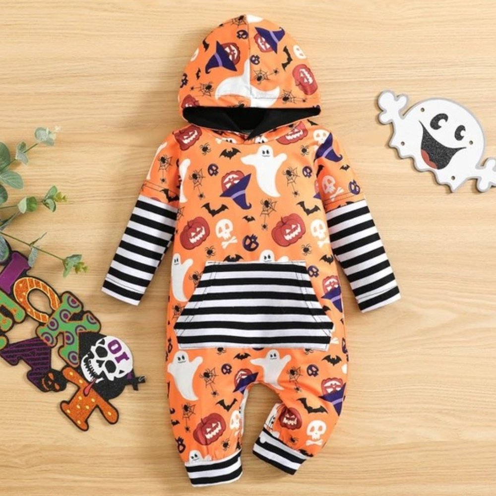 NEW Boy's Halloween Hooded Romper Outfit